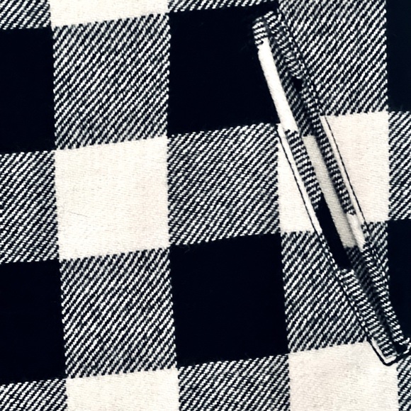 TALBOTS BUFFALO PLAID BLK/WHI CHECKERED WOOL BLEND MINI PENCIL SKIRT SIZE 2 NWOT - Picture 6 of 14